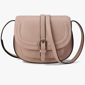 New Saddle Crossbody Bag Dusty Pink Vegan Leather 7" H x 3" W x 9" L